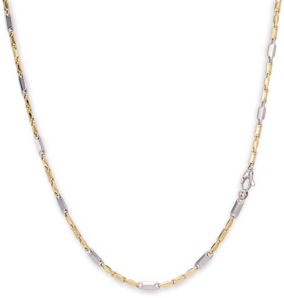 14 Krt. bi-color geel-wit gouden collier. 45cm
